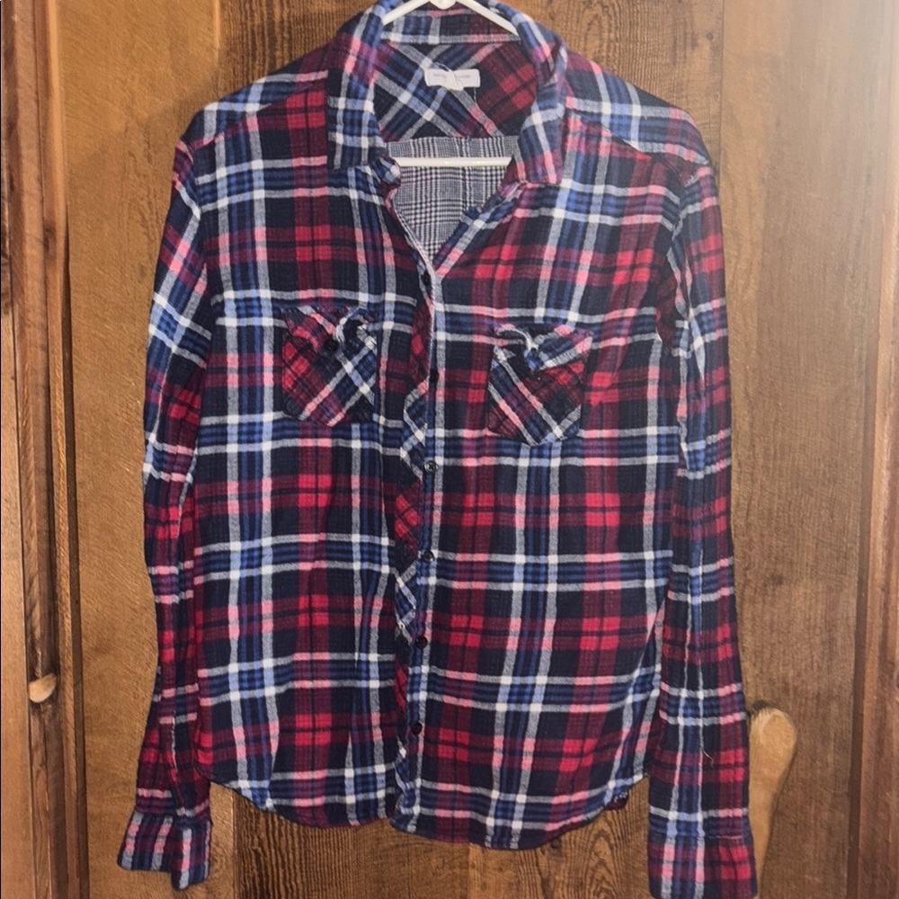 beachlunchlounge Red and Blue Plaid Button Down Shirt